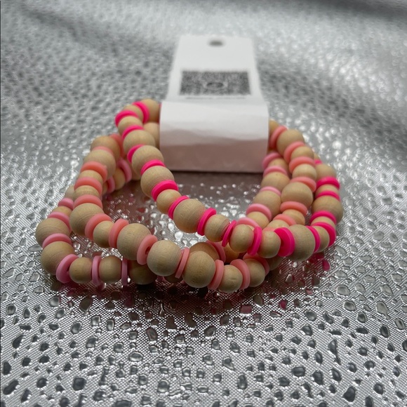 Handmade Other - Pink and Tan Beaded Bracelet Set